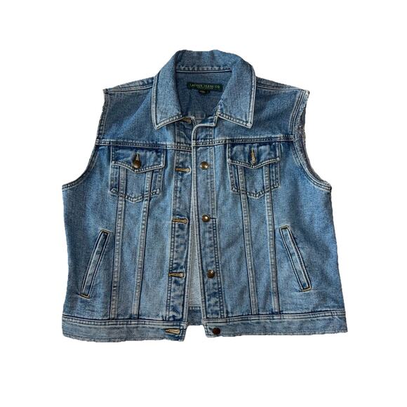 Ralph Lauren Denim Vest Women's Jean Size Large Cotton - Picture 1 of 6